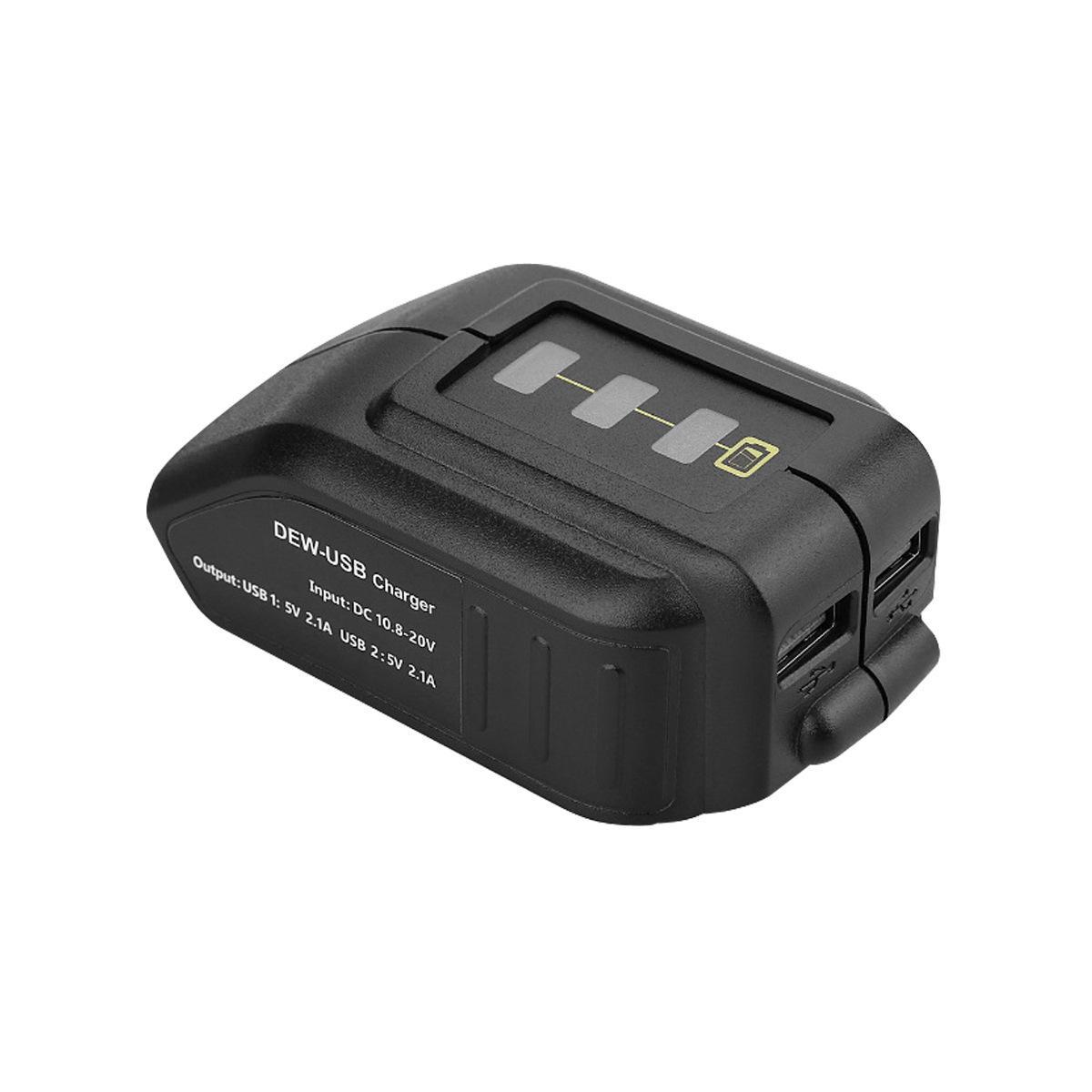 

USB-коннектор-переходник DEWALT Dewei для зарядки литиевых аккумуляторов 10,8/18 В. чёрный