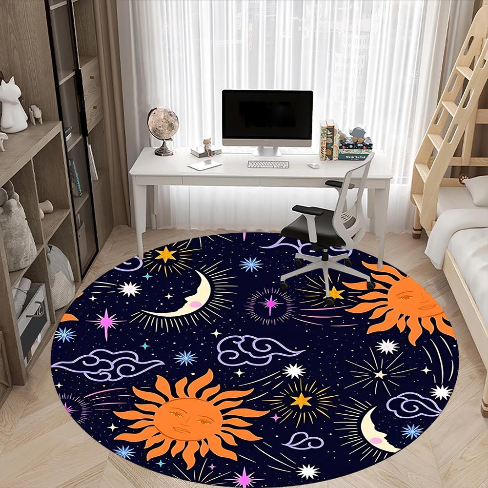 1PC Celestial Patterns Chair Carpet for Office, Indoor Non-Slip Washable Carpet, Soft Comfortable Mat For Office Room yy250930276
