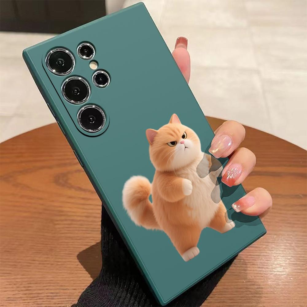 Angry Fat Cat Pattern For Samsung Galaxy S25 S24 Ultra S23 S22 S21 S20 Ultra FE Plus Note 10 20 Lite Fashion Soft Cover