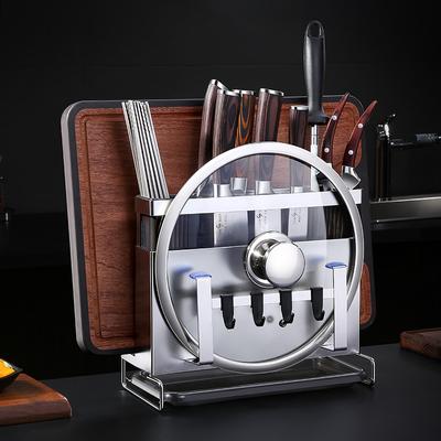 Portacuchillos de lujo con certificado LFGB, organizador de herramientas de cocina de acero inoxidable 304, base estable, para colgar o colocar en posición horizontal.