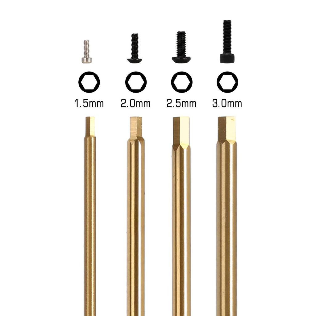 Steel Hex Screw Driver Set 4 Piece Nonslip Handle 1.5/2/2.5/3.0mm Allen Wrench for Precisions Tool Repair Applications