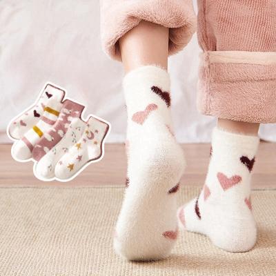 Autumn and Winter Coral Velvet Socks for Children Cute Home Sleep Warmth Mid Tube Socks Postpartum Floor Socks