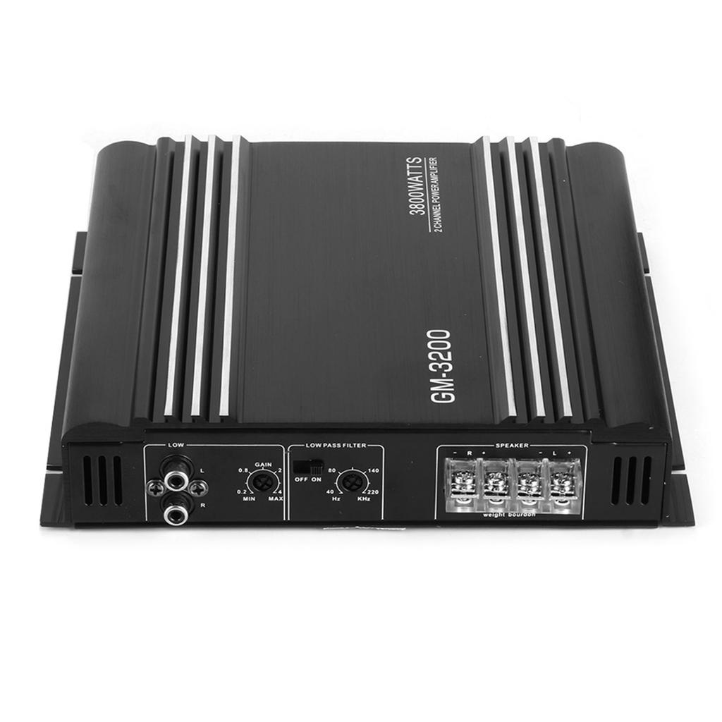 3800W 2 Channel Audio Power Amplifier 12V Black Aluminum Alloy Auto Car Hifi Stereo Amp