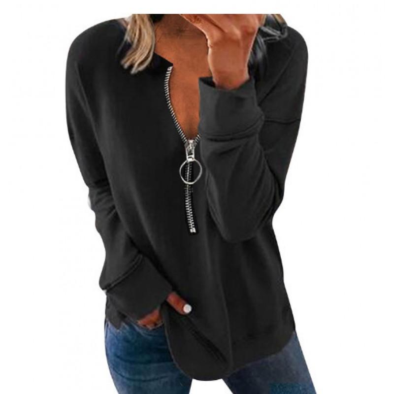 Womens Trendy Abstract Print Half-Zip Long Sleeve Hooded Sweatshirt Streetwear