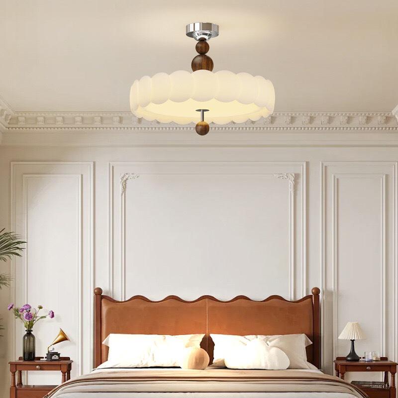 Retro French Cream Chandelier for Bedroom & Study - Creative Designer Full Spectrum Ceiling Light