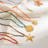 Uworld Beach Ocean Vacation Style 18K Gold Color Stainless Steel Sun Starfish Pendant Necklace Natural Stone Bead Necklace Women