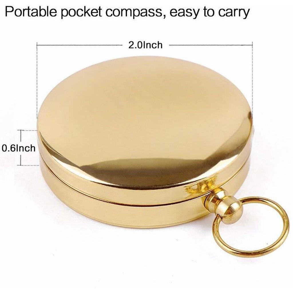 Copper Flip Outdoor Multi-Function Metal Compass with Luminous Pocket Watch Compass  (Gold)