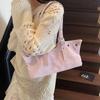 Cute Korean Style Matte PU Tote Bag Tote Bag Solid Color Large Capacity Handbag Bohemian Style Ethnic Style Underarm Packs Girls
