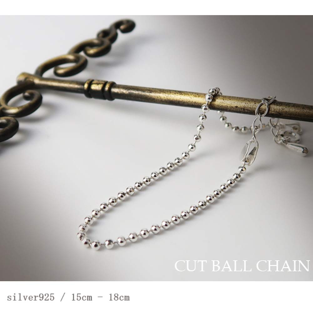 Shinjuku Gin No Kura 2.0mm Cut Ball Chain Silver 925 Bracelet, Approximately 15-18cm Long, Simple, Thin, Delicate for Women