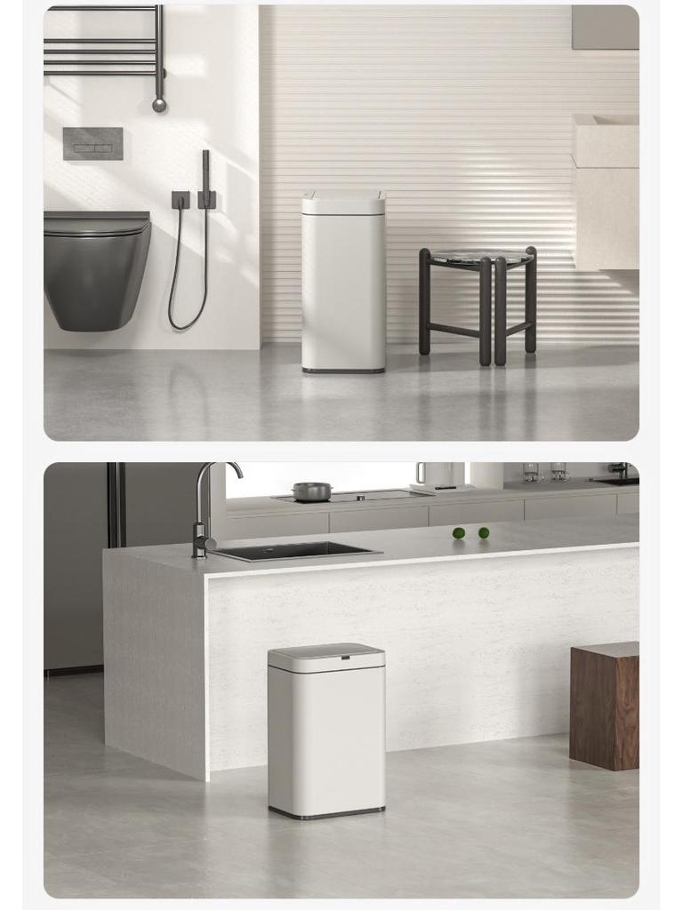 Large Capacity High-Legged Smart Sensor Trash Can with Lid for Kitchen, Bathroom, and Office
