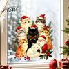 Festive Party Decorations Cat Christmas Static Cling Decal, Waterproof PVC Window Sticker, Easy Apply Decals Decorative for Home Living Room