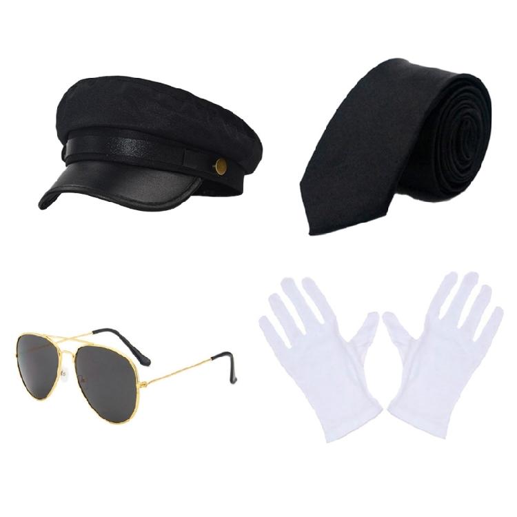 Chauffeur Costume Set Chauffeur Hat Gloves Sunglasses Limo Driver Costume Set for Cosplay Theme Party