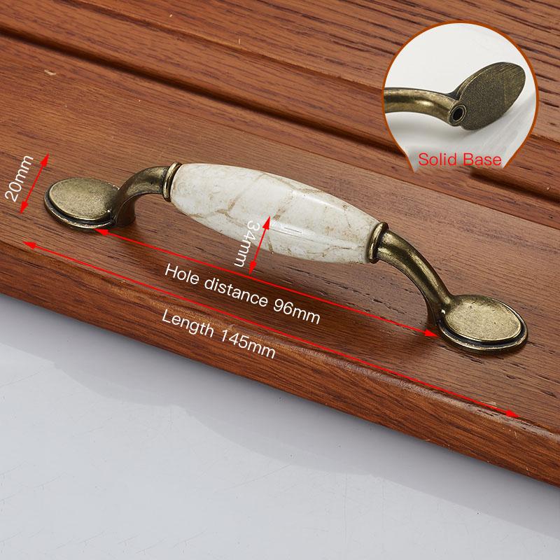 KAK Marble Lines Ceramic Cabinet Handles Zinc Alloy Drawer Knobs Wardrobe Door Handles Antique Bronze European Furniture Handle
