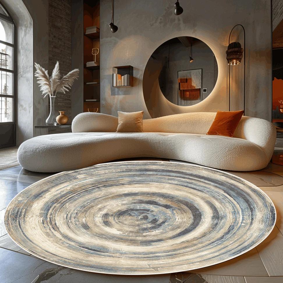 Simple Gradient Round Carpet Living Room Light Luxury Study Room Cloakroom Non-slip Mat Home Bedroom Bedside Fluffy Soft Rug