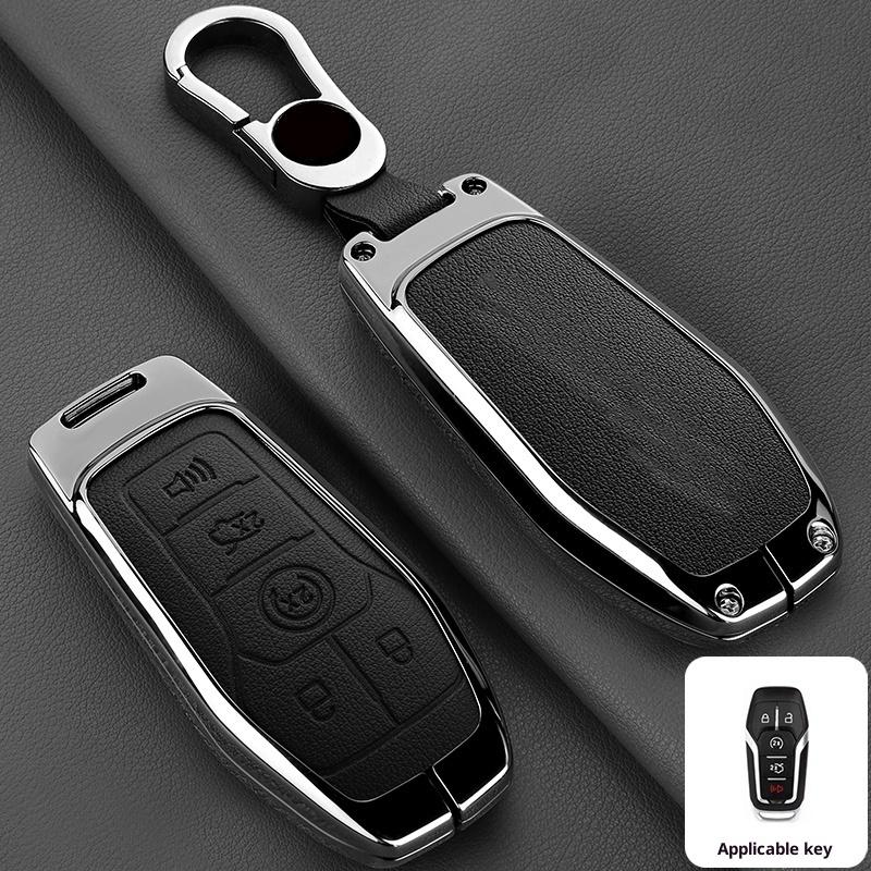 Zinc Alloy Leather Car Key Fob Case For Ford Fusion Mondeo Mustang F 150 Explorer Edge Key Fob Car Key Case