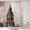 Retro Paris Tower and Flowers Shower Curtain Print Modern Nordic Minimalist Polyster Home Decor Bathroom Curtain with Hooks