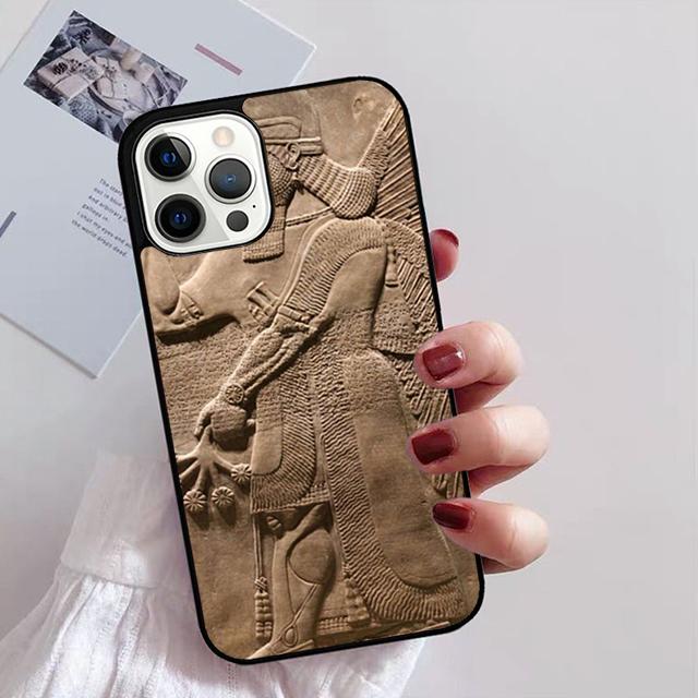 Lamassu Assyrischen Geflügelten Löwen Telefon Fall für iPhone 11 12 13 14 Pro Max mini XR XS SE 2020 6 7 8 Plus Samsung S21 S22 Coque Funda
