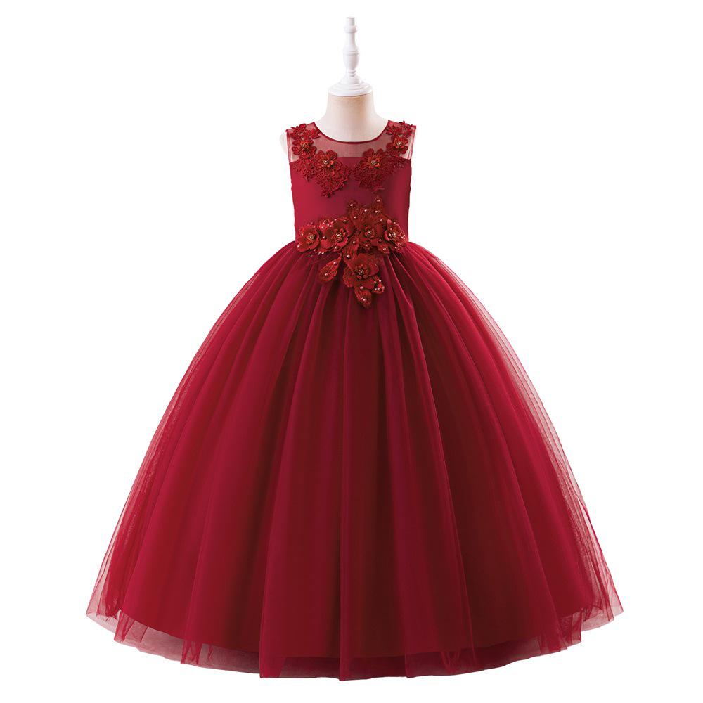 Abito Principessa in Pizzo da Bambina - Abito Formale Lungo in Rete per Bambini Grandi