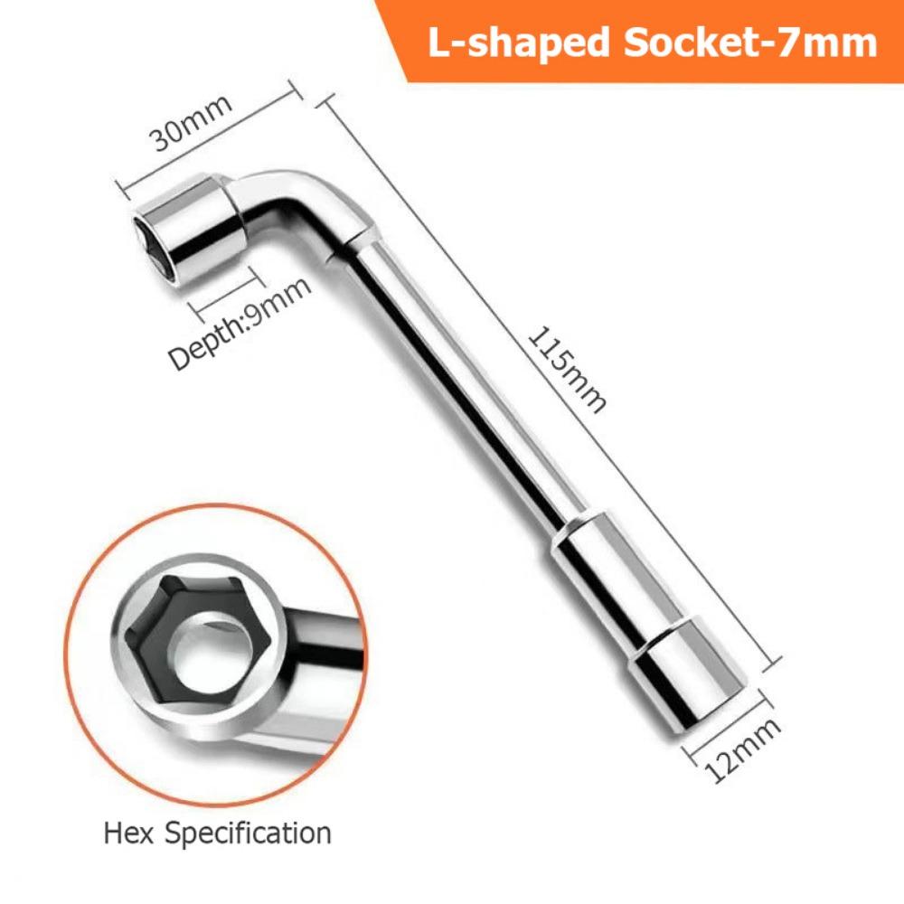 Chrome-vanadium Steel L-shaped Socket Wrench 6-19mm Hex Adapter Spanner Practical Hand Tool