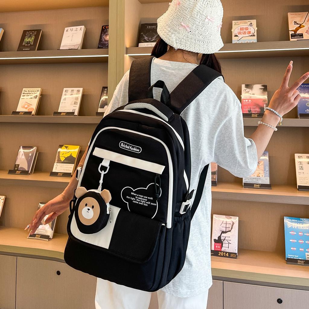 New junior high school student schoolbag large-capacity burden reduction simple boys and girls backpack multi-functional high-value backpack
