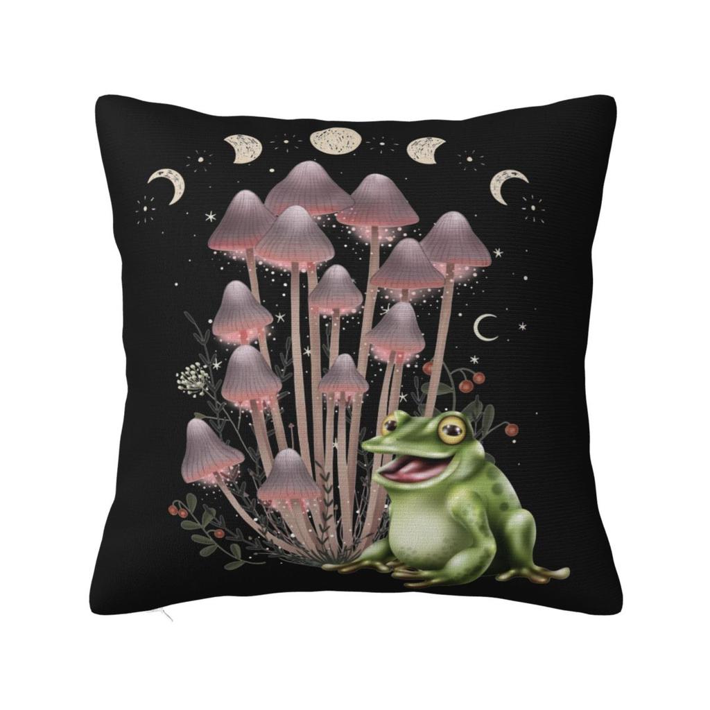 Cottagecore Aesthetic Frog Goblincore Grugne Fairycore Mushroom Pillow Covers Home Cushion Cover Cool Throw Pillow Case 4040