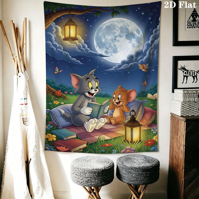 Tom and Jerry B Wall Hanging Printed Fabric Blanket Decorative Tapestries for Bedroom Living Room Home Decor