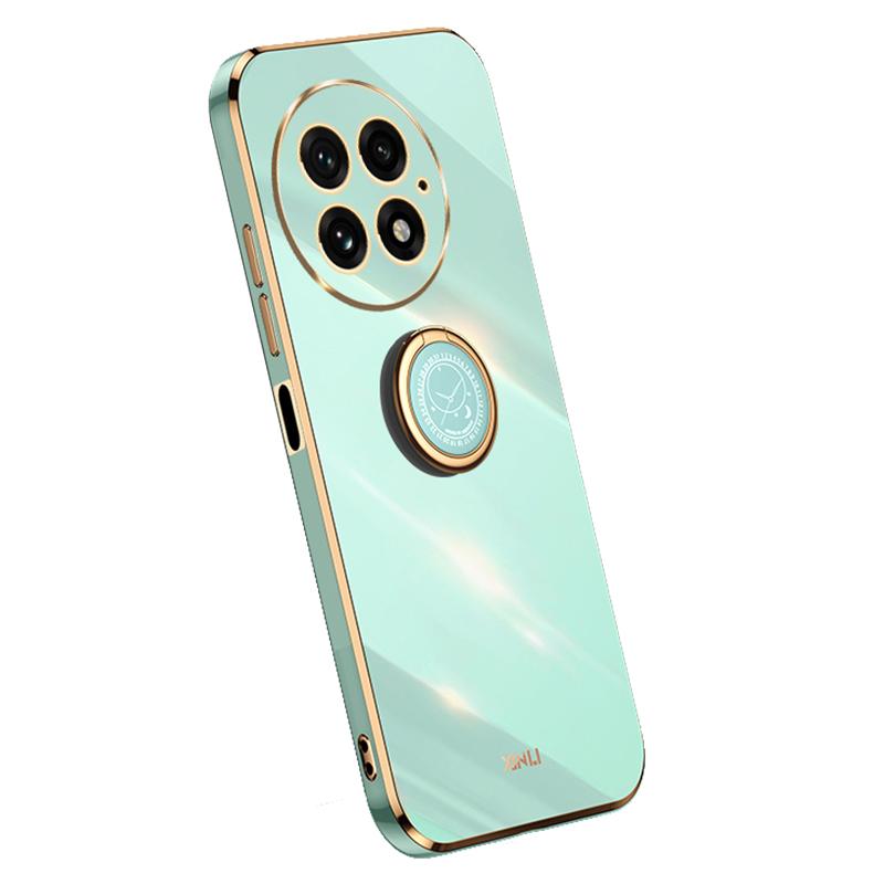 

For OnePlus 13 Case Ring Kickstand Electroplating TPU Phone Cover Cyan