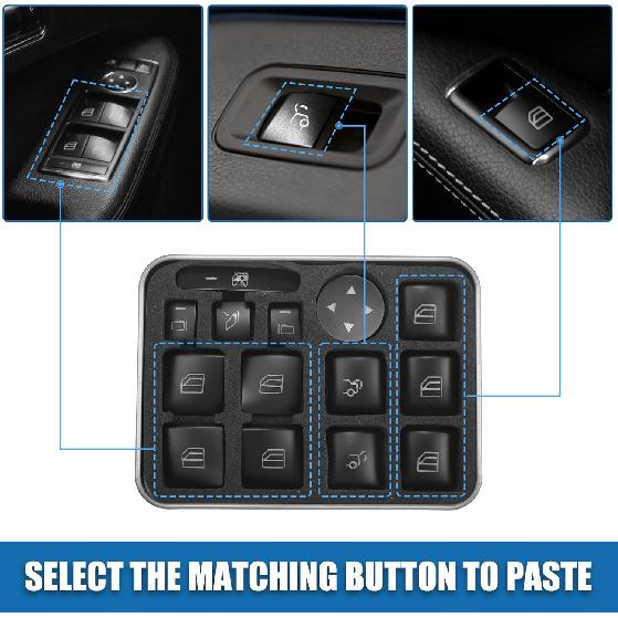 Window Switch Button Trim Cover Sticker Interior Door Armrest Window Lift Switch Cover for Benz a B Class 13-17 (Set of 14) Black