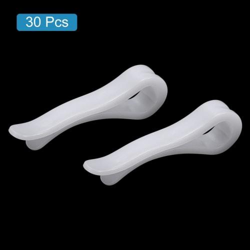 Uxcell Durable Plastic Crocodile Clips, 38mm Long, White, U-Shaped, for Shirt Clips, Ties, Pants, Socks, and Clothes, Pack of 30