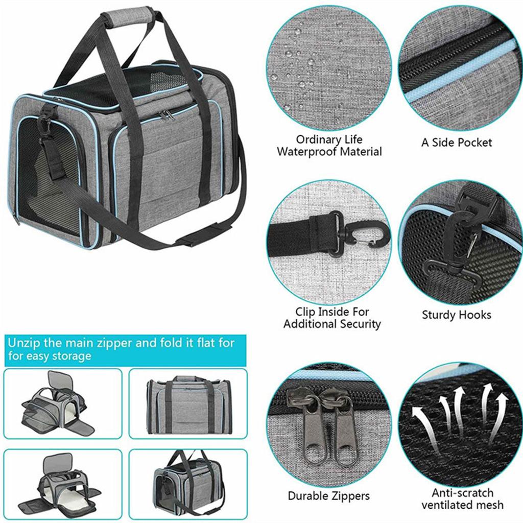 Carrying Pet Carrier Bag for Dogs and Cats, Carrier Bag for Small Dogs Waterproof Pet Expandable Outgoing Tote Bag
