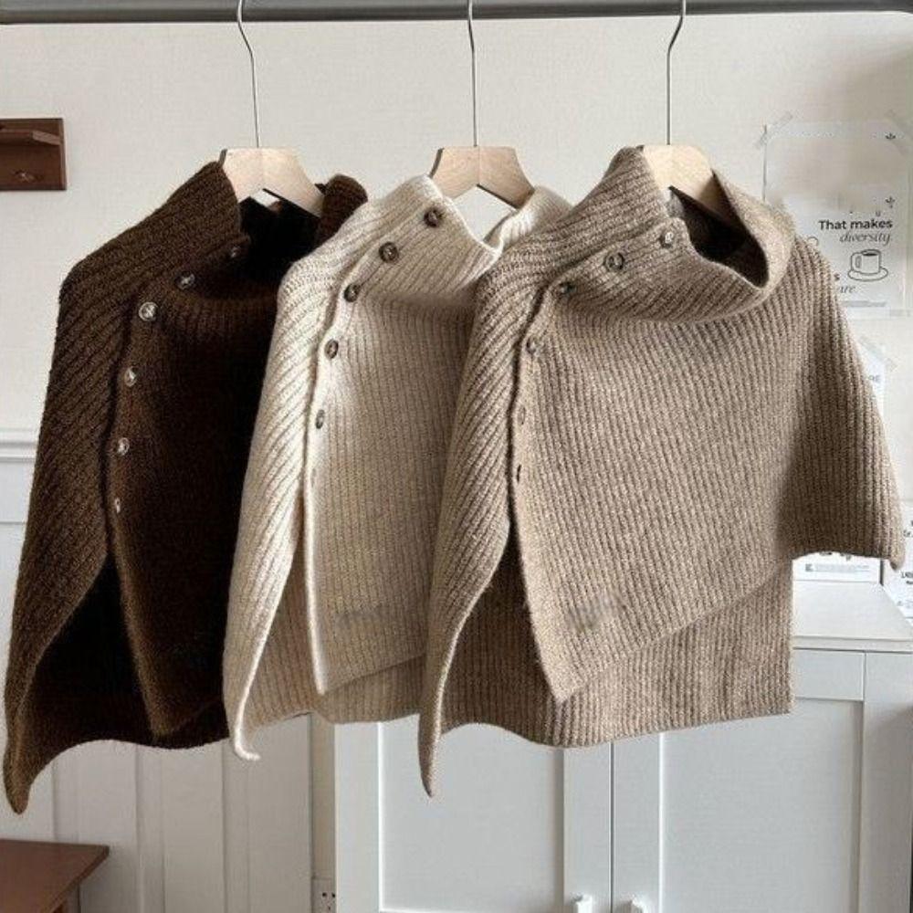 Warm Knitted Shawl Thicken Scarves Knitwear Simple High Neck Scarf Women