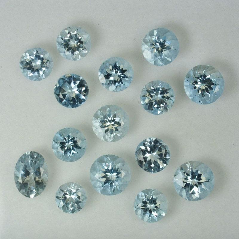 Beautiful Calibrated Size Natural Aquamarine Gemstone, Round Cut Aquamarine, Faceted Gemstone, Loose Aquamarine Lot.