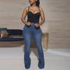 Women's High Waist Flared Denim Trousers - Large Sizes Available