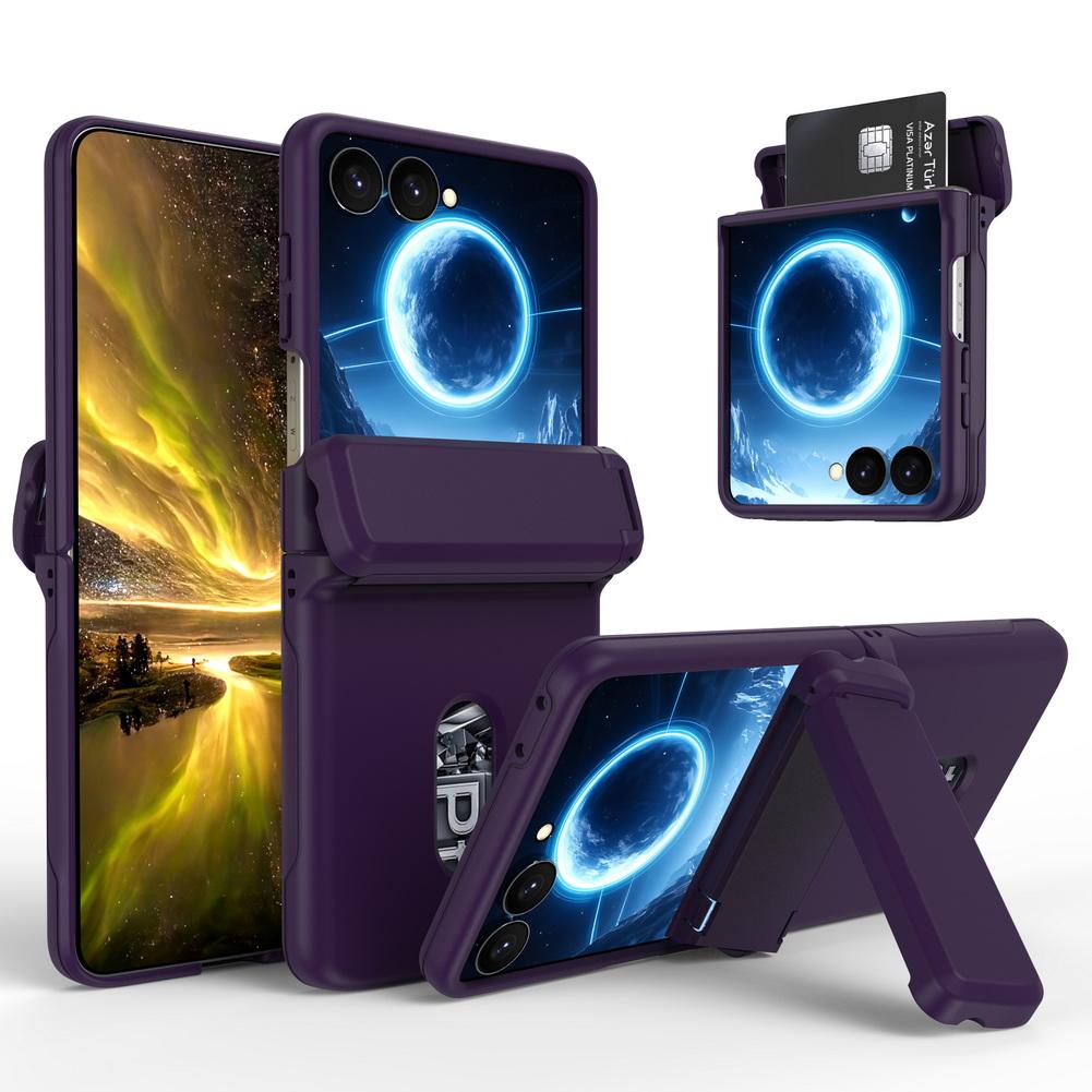 Spring Hinged Kickstand Holder Case For Samsung Z Flip 8 Flip7 FE Galaxy Z Flip 7 6 5 2 Credit Card Slot Lens Protect Cover