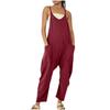 Women Casual Jumpsuit Summer Solid Loose Wide Leg Pants Bib Overalls Fashion Pocket Sleeveless Strap Baggy Streetwear Rompers
