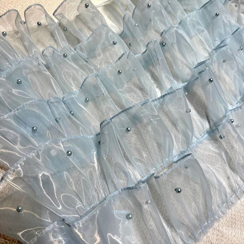Organza Ruffled Beads Lace Fabric Trim Ribbon for DIY Sewing Wedding Dress Skirts Tulle Organza Clothing Accessories 5 Layers