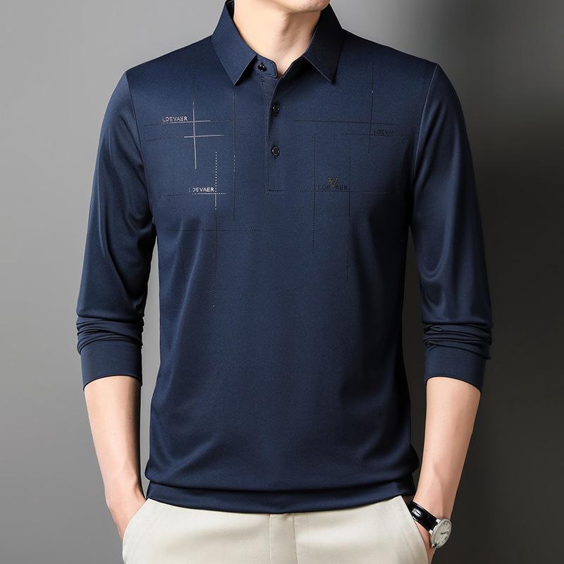 Мужская футболка с длинными рукавами из ледяного шелка и хлопка с лазерным принтом — фото 5