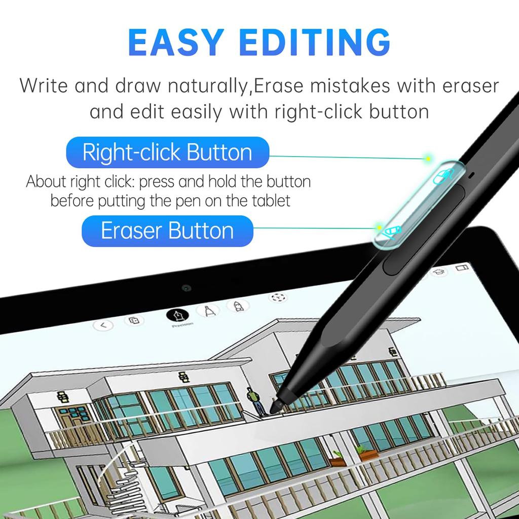 Uogic Stylus Pen pro Microsoft Surface Pro 1098X7+6543, Surface Go 321, Surface LaptopStudioBook 4321, Rozpoznávání dlaně, Hladké psaní, 1024 úrovní tlaku