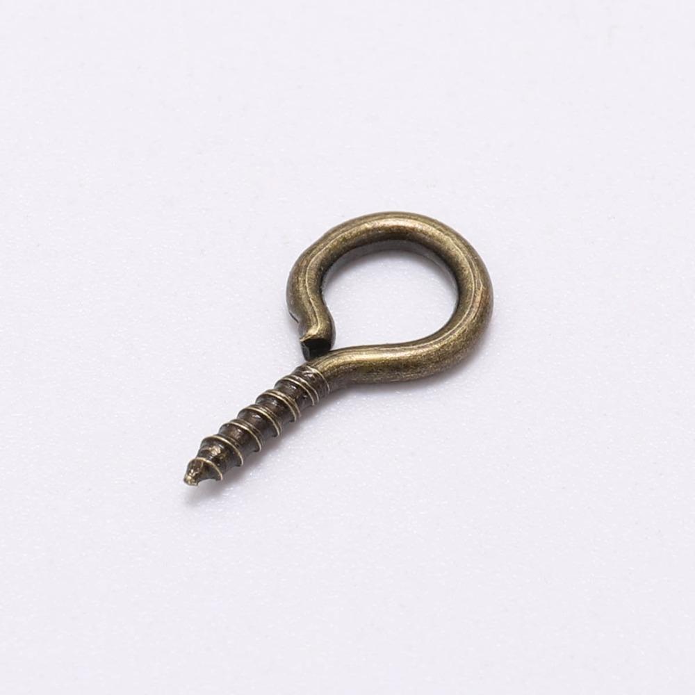 200pcs/lot 4*8 5*10 Screw Eye Pins For Pendant Iron Screw Eye Hooks Clasps Fit Drilled Beads DIY Jewelry Findings Making Supplie
