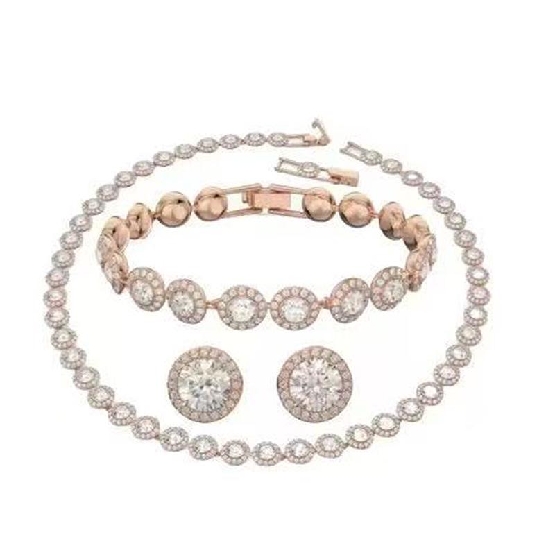 Shijia Kadın Hafif Lüks Kristal Kolye, Bileklik ve Küpe Seti
