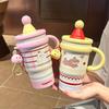 Large-Capacity Thermos Cup for Girls, High-Looking 2025 New Model, Cute Straw Water Cup, Office Portable Coffee Cup