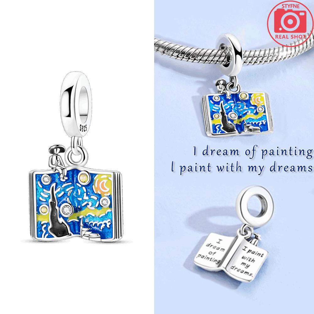 Moon Star Pendant Blue Ice Snow Glass Heart Dolphin Original Copper Beads Fit Bracelet Diy Jewelry Gift Accessory Making