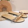 Fashion Summer New Rhinestone Slippers Women's Bow Thin Strap Combination Flat Small Sandals Open Toe Large Size Sandals