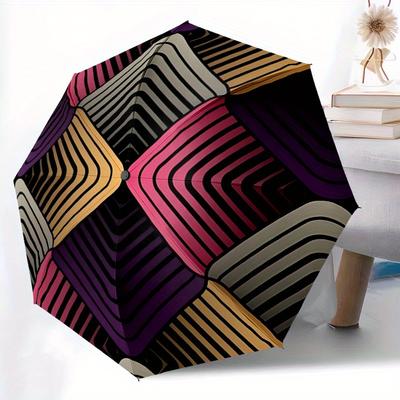 1pc Abstract Pattern Automatic Folding Umbrella, Portable & Foldable Design with 8 Ribs, Casual Outdoor Accessory Halloween and Christmas Gi