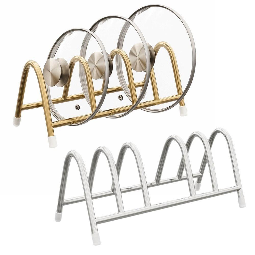 Vertical Pot Lid Holder Stainless Steel Cutting Board Holder Pot Lid Storage Rack Countertop
