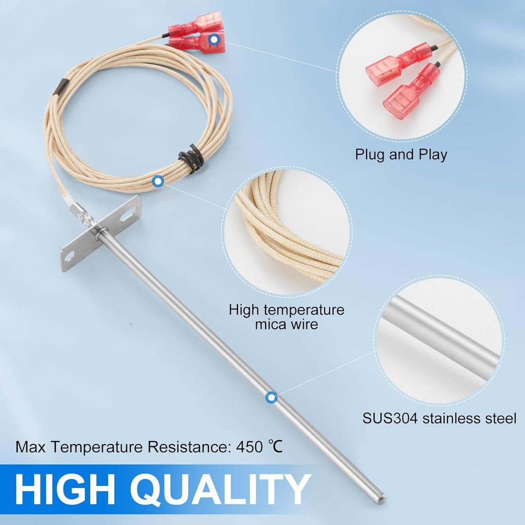 7" Large RTD Probe Temperature Sensor, Fit for Rec Tec/Recteq RT-590 RT-680 RT-700 RT-CMG Beast RT-TMG Chuckwagon Wood Pellet Grills