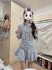 2025 Miu College Style Blue Shirt Dress – Women's Pleated Waist-Cinched Short Skirt for Spring/Summer