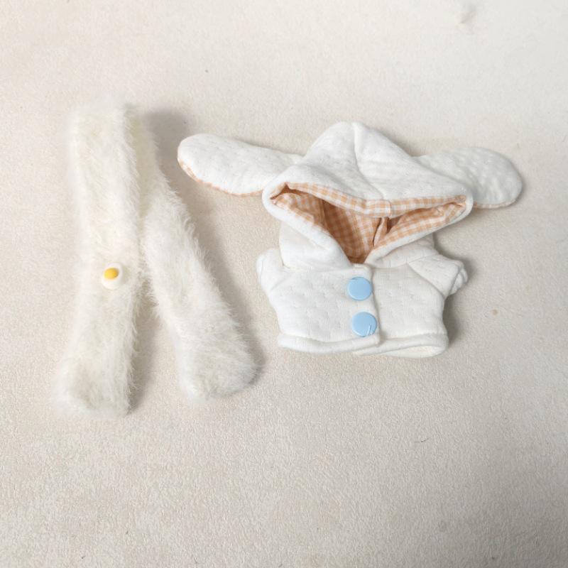 10CM Cotton Doll Outfit: Hooded Sweatshirt & Scarf Set