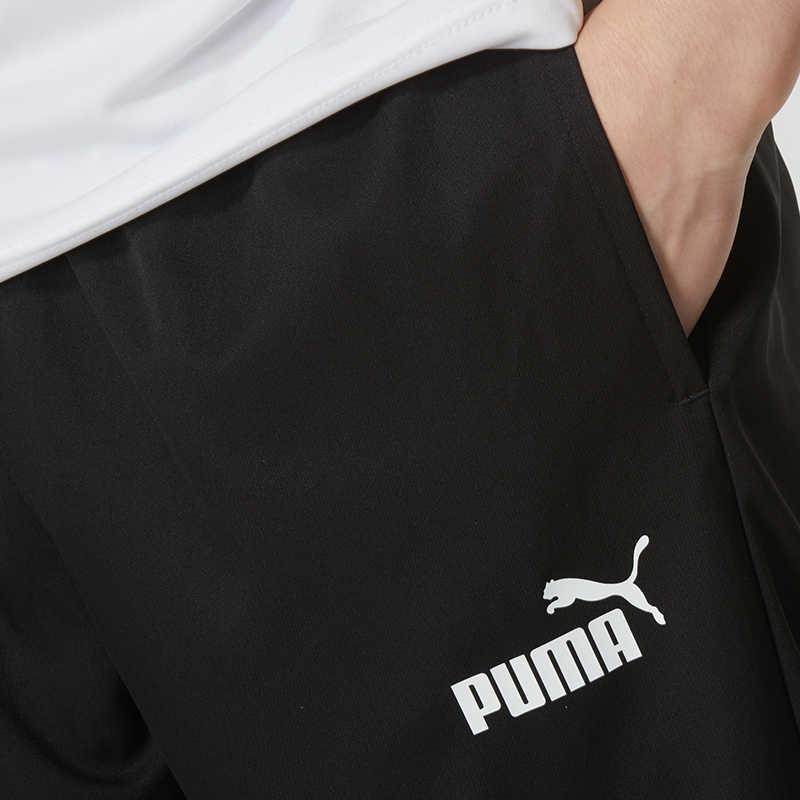 Puma Solid Color Stand Collar Comfortable Zip Jacket Woven Mid Waist Cuffed Long Pants Casual Sports Suit Men suit Black 687105-01+685639-51