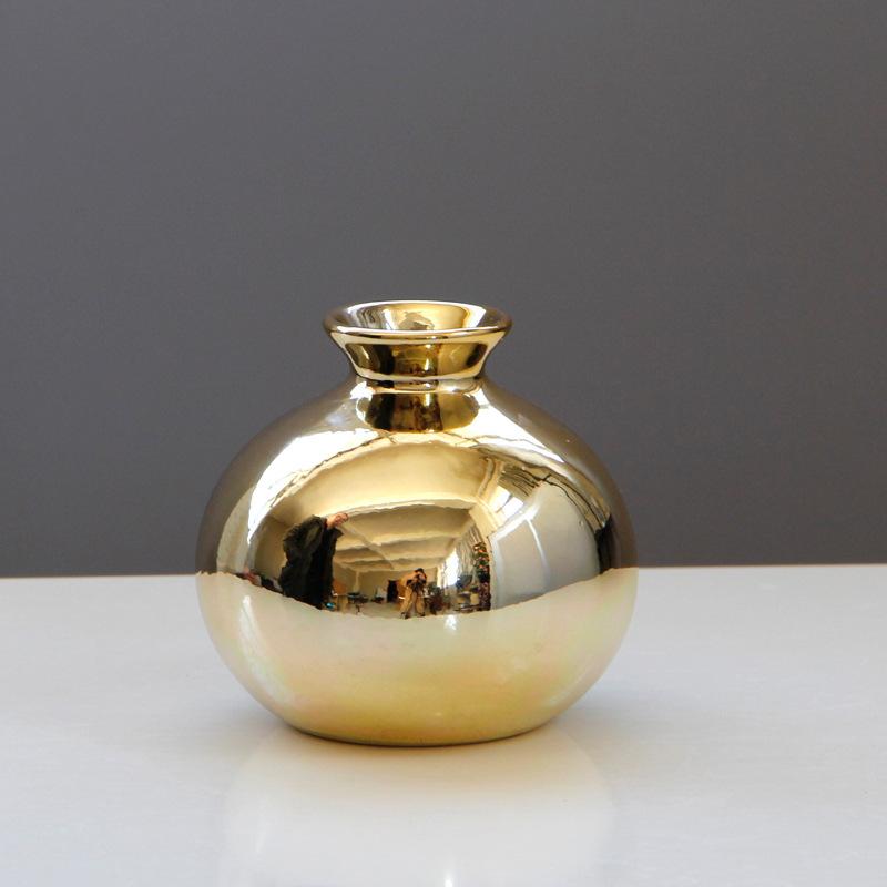 European electroplating gold rose gold blue gold ceramic vase flower small home decoration crafts.